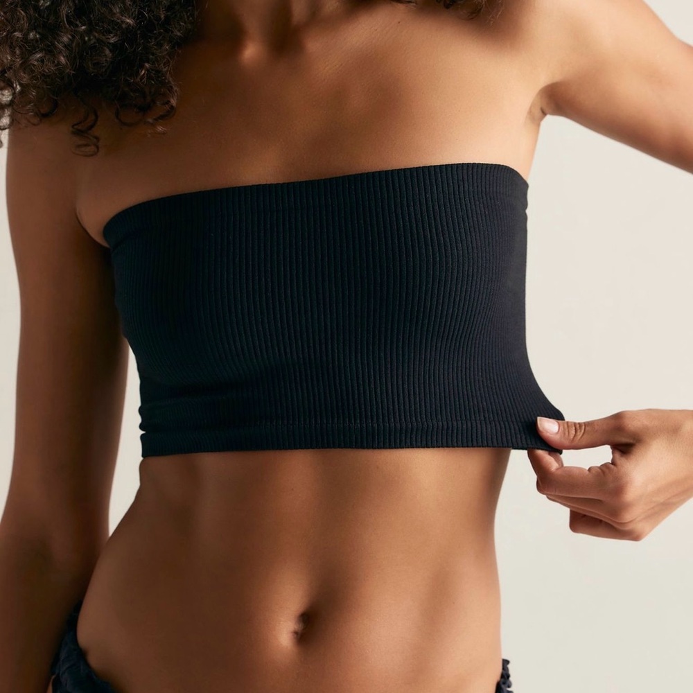 Free People Black Ribbed Tube Top